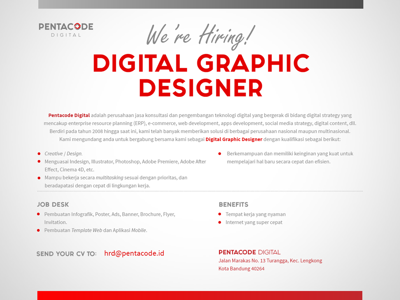 &#91;BANDUNG&#93; Digital Graphic Designer | PT Pentacode Digital 