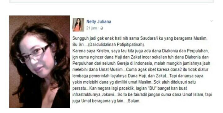 Wanita Kristen ini protes kenapa Jokowi hanya incar Dana Haji padahal ada Perpuluhan
