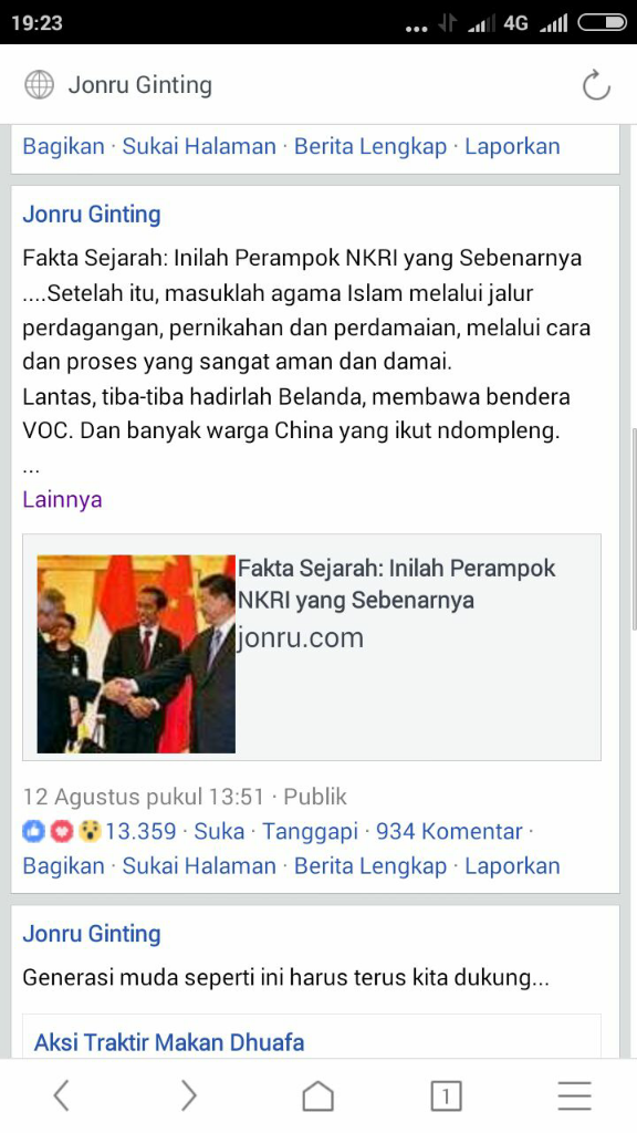 Polisi Periksa Status FB Jonru Ginting Kurun Maret-Agustus 2017
