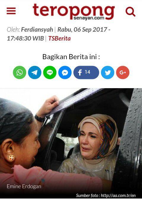 Ibu Negara Turki Dijadwalkan Temui Pengungsi Rohingya di Bangladesh
