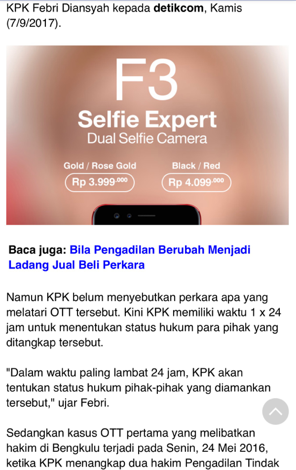 Kali Kedua KPK Tangkap Hakim di Bengkulu