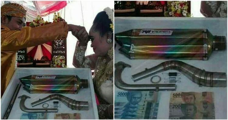 Aneh tapi nyata, pasangan ini menikah dengan mahar seperangkat knalpot