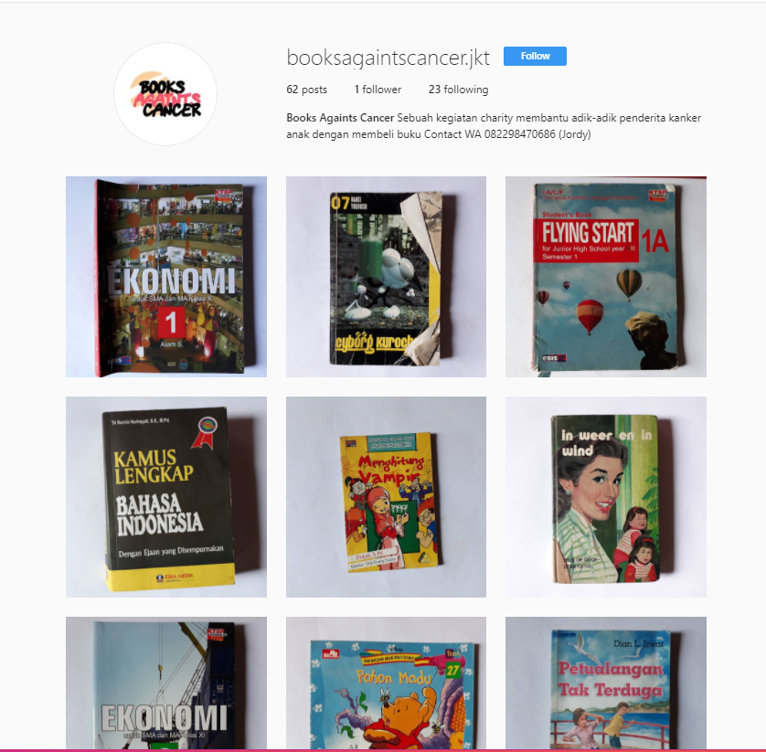 Books Againts Cancer - Charity membantu pasien kanker anak dengan membeli buku
