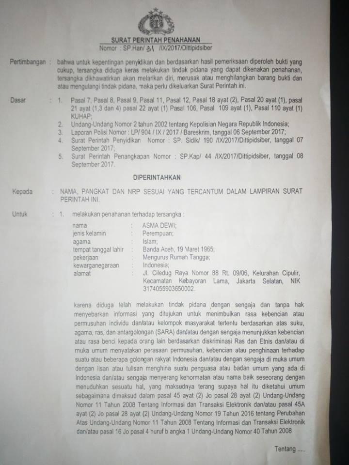 Asma Dewi, Koordinator Tamasya Almaidah Ditangkap Polisi. Ada Apa?