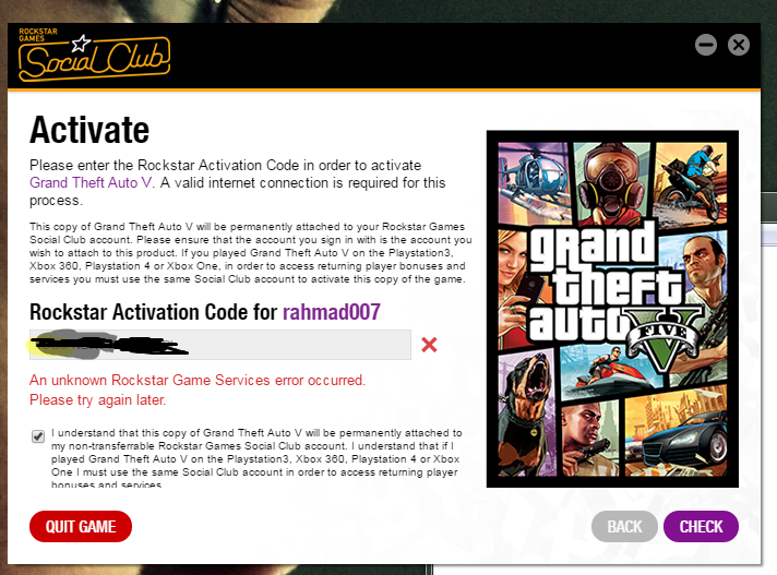 {Mohon Bantuan} Tidak Bisa Main GTA 5 Online, : Permasalahan Rockstar Activation Code