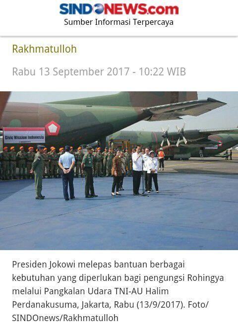 Jokowi Lepas 4 Hercules Bawa Bantuan untuk Pengungsi Rohingya