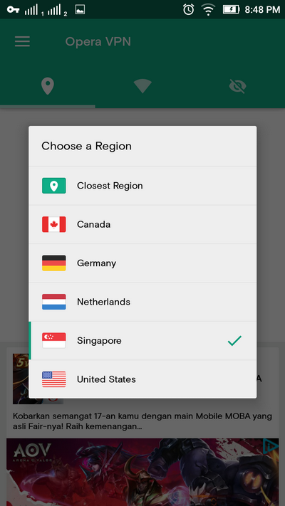 Begini Caranya Menggunakan Opera Free VPN di Android Agan