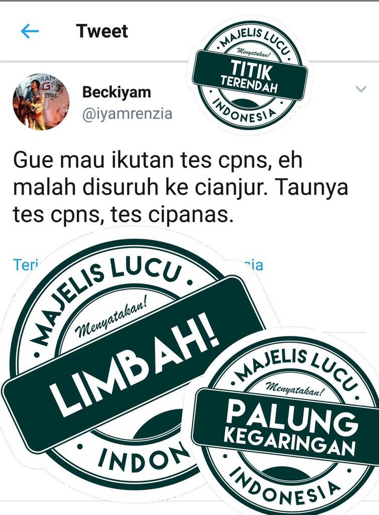 Stempel TIDAK LUCU, SAMPAH hingga LIMBAH yang diberikan Majelis Lucu Indonesia.