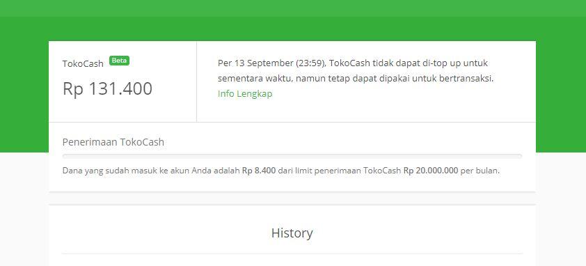 Tokocash tidak bisa digunakan