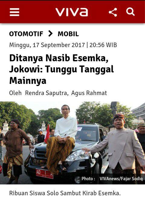 Ditanya Nasib Esemka, Jokowi: Tunggu Tanggal Mainnya