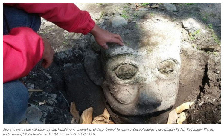 Viral di Medsos, Penemuan Patung Kepala Mirip Badut It di Klaten