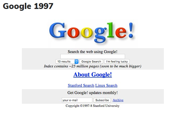 Keren Gan!!! Perubahan Tampilan Google Selama 20 Tahun