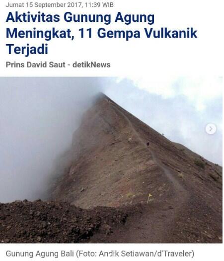 MELETUSNYA GUNUNG AGUNG, BALI STATUS SIAGA (LEVEL III) BENCANA ALAM