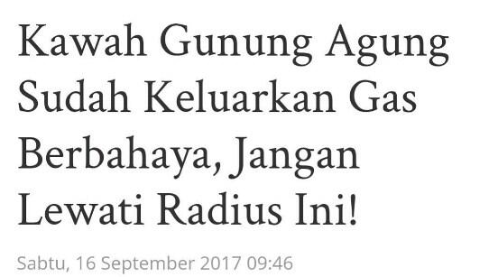 MELETUSNYA GUNUNG AGUNG, BALI STATUS SIAGA (LEVEL III) BENCANA ALAM