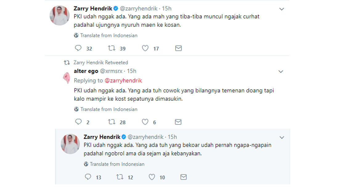 PKI Udah Nggak Ada. Yang Ada Tweet-Tweet Kocak Zarry Hendrik! | KASKUS