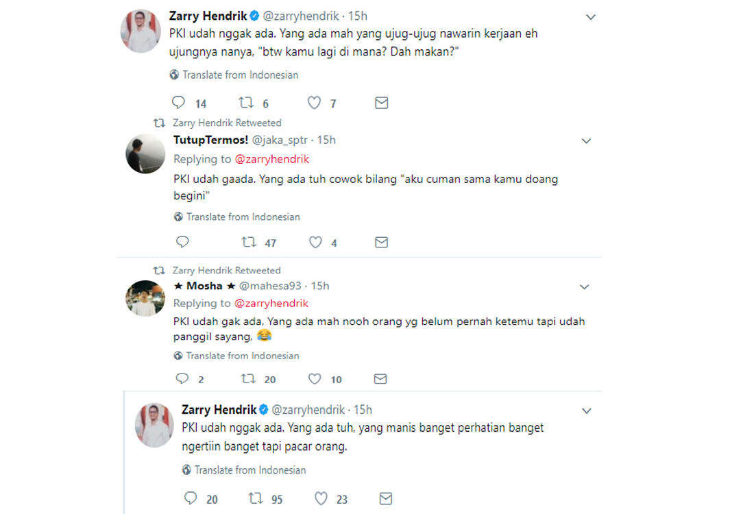 PKI Udah Nggak Ada Yang Ada Tweet Tweet Kocak Zarry Hendrik KASKUS