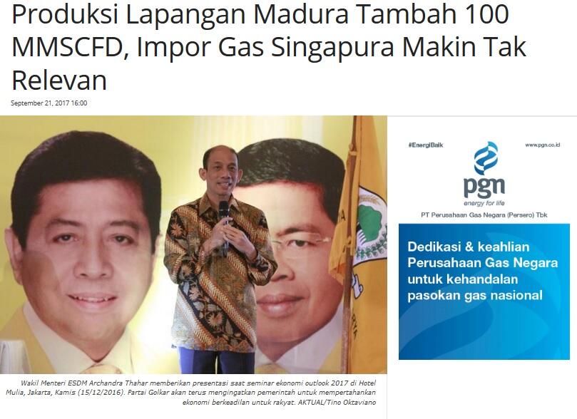 Produksi Lapangan Madura Tambah 100 MMSCFD