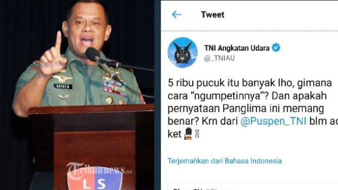 Tanggapi Kabar 5 Ribu Senjata Ilegal, Tweet TNI AU Bikin Netizen Bertanya-tanya