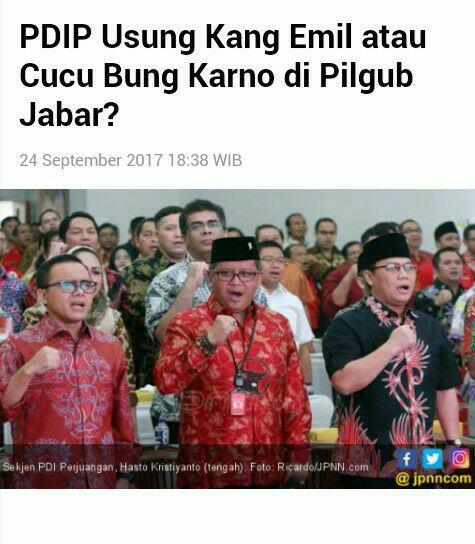PDIP Usung Kang Emil atau Cucu Bung Karno di Pilgub Jabar?