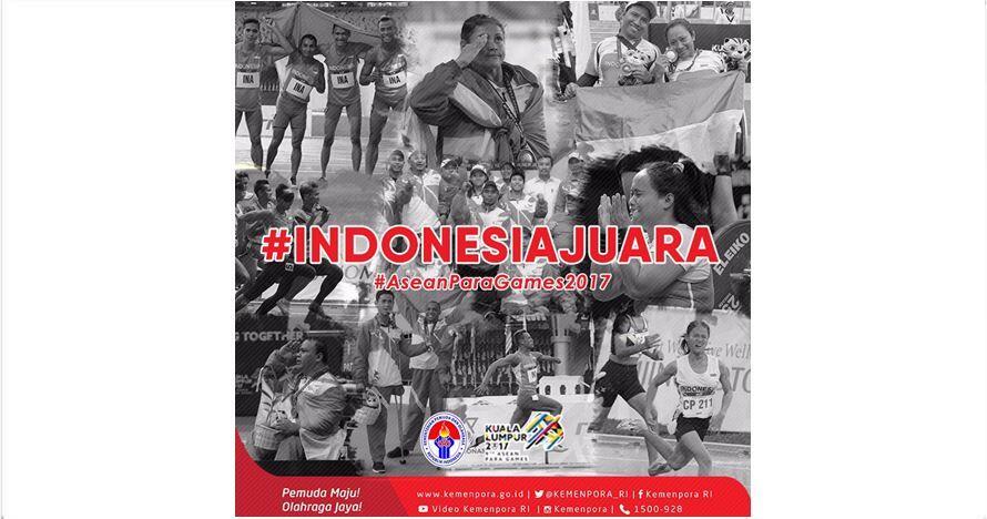 SELAMAT..!! Indonesia juara umum ASEAN Para Games 2017, sukses pecahkan 36 rekor!