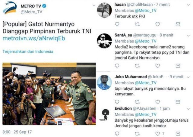 Telak! Metrotv Anggap Panglima Pimpinan Terburuk TNI; Netizen: Terburuk Untuk PKI