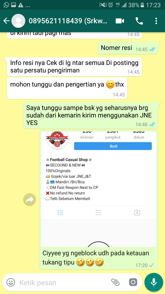 HATI - HATI PENIPUAN INSTAGRAM DENGAN AKUN @srkwy_shop no HP 0895621118439 
