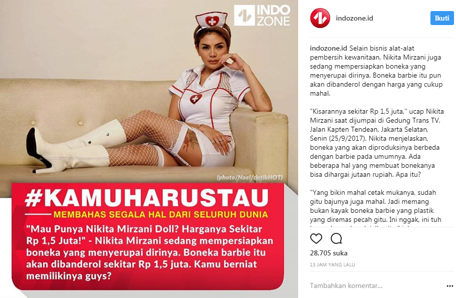 Ini lho harga boneka 'Nikita Mirzani', kamu pengen punya?