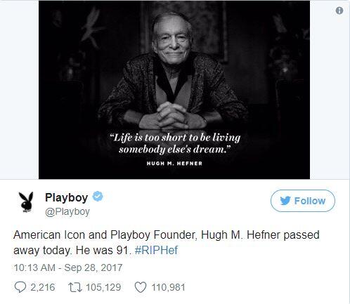 Hugh Hefner, Pendiri Playboy Meninggal Dunia