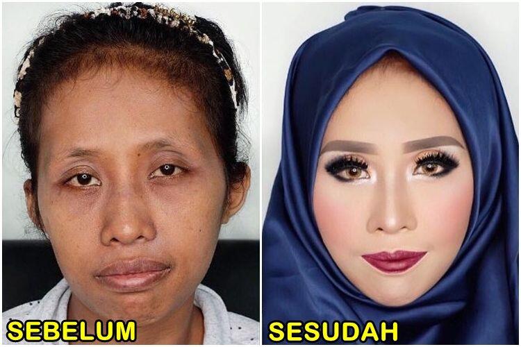 10 Transformasi wajah wanita sebelum dan sesudah pakai makeup, wow!