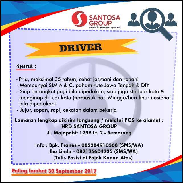 Lowongan Kerja Driver Santosa Group Semarang  KASKUS