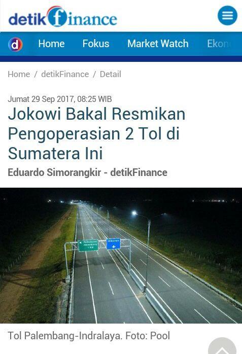 Jokowi Bakal Resmikan Pengoperasian 2 Tol di Sumatera Ini