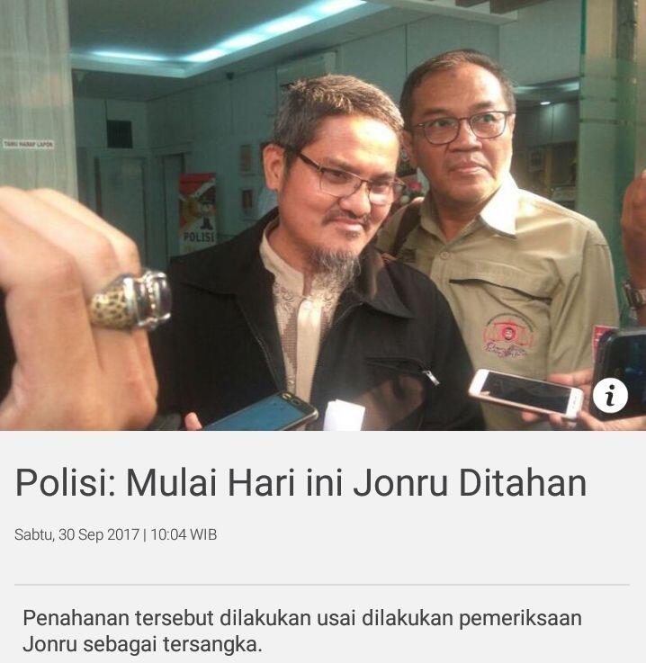 Breaking News: Mulai Hari Ini Jonru Ditahan