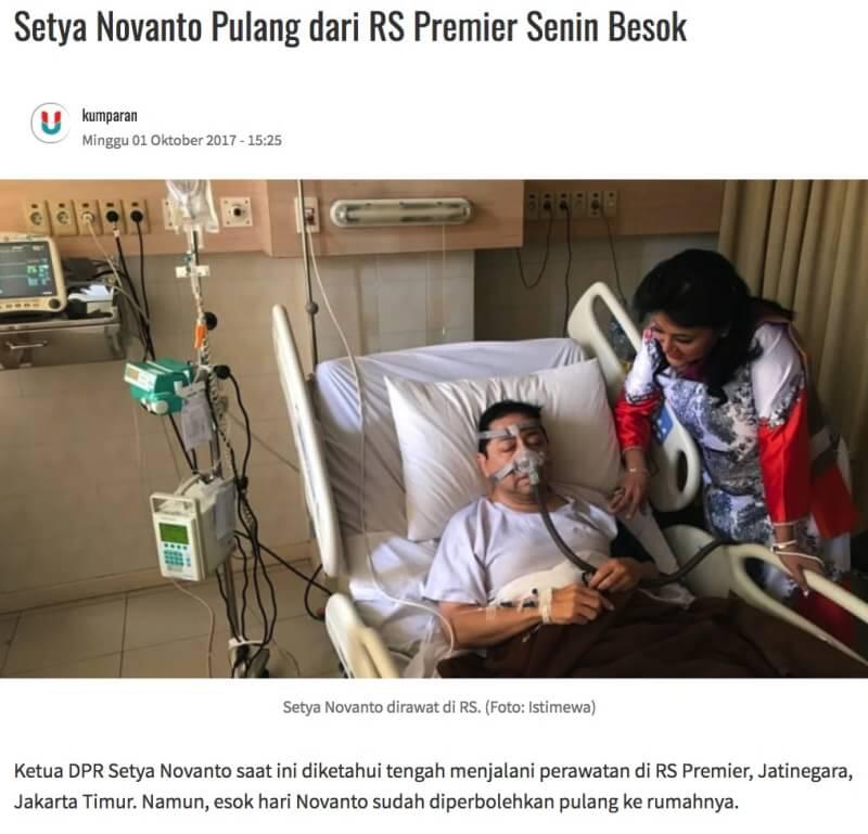 Setya Novanto pulang dari RS besok senin