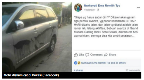 Parkir di Bahu Jalan, Mobil Avanza Disiram Cat Besi