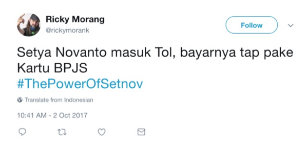 Ngakak! Bebas dari Status Tersangka, Warganet Usung Tagar #ThePowerOfSetNov