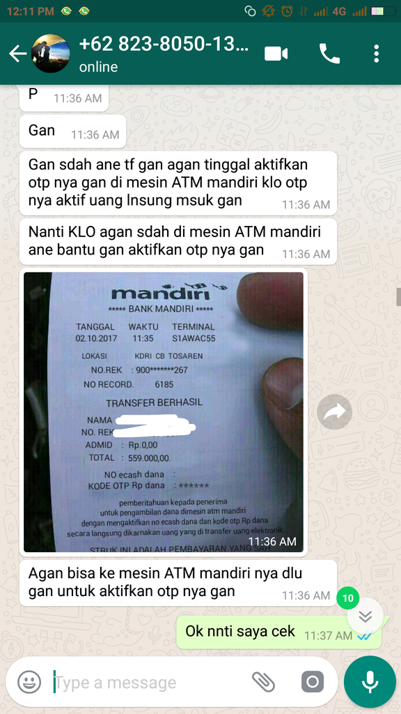 Saya Ketip dg Penupian menggunakan OTP Bank