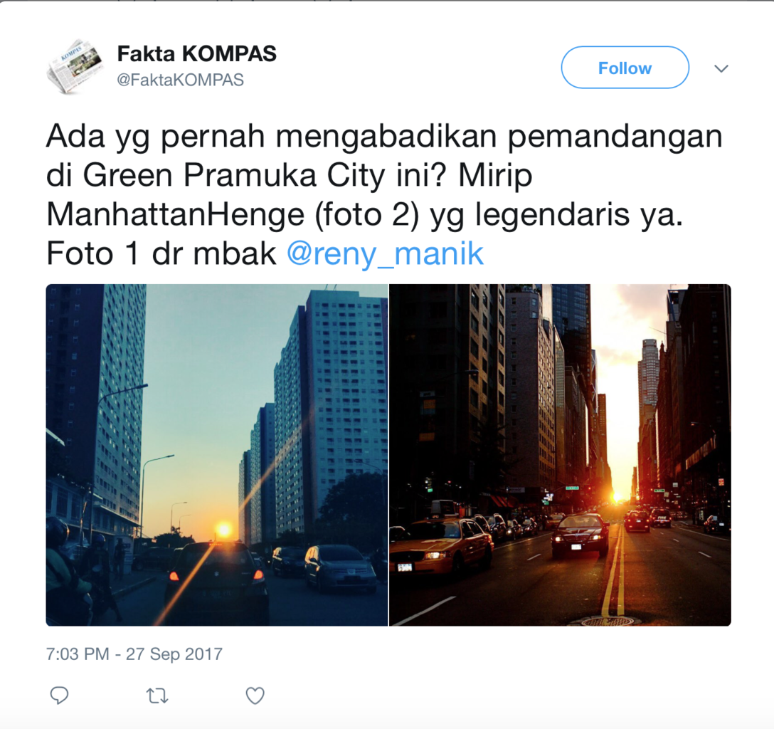 Gokil! Sunset Fenomenal Manhattangenge Terjadi di Jakarta Green Pramuka City
