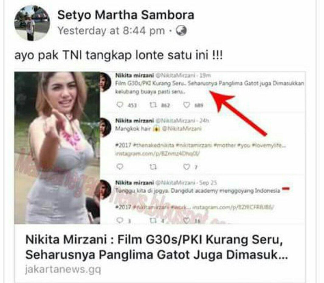 Secepatnya, Nikita Mirzani akan Laporkan Cuitan Palsu Soal Hina Panglima TNI