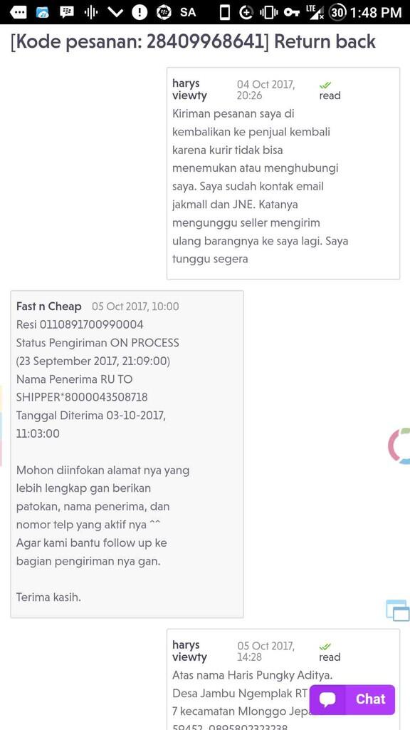 jakmall dan atau jne yg bermasalah