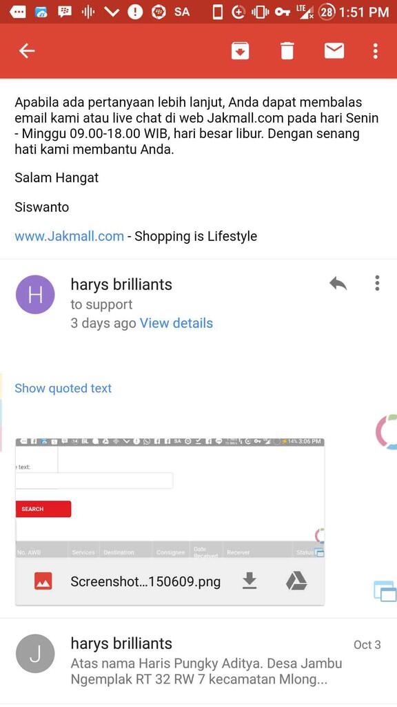 jakmall dan atau jne yg bermasalah