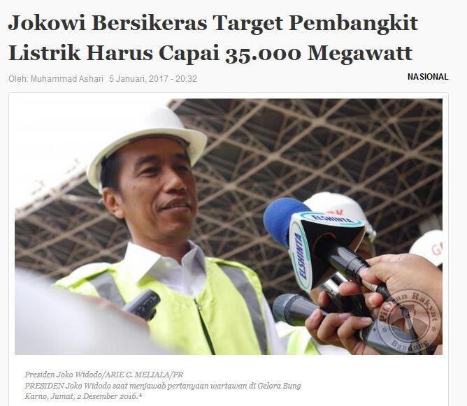 Jokowi tak Mau Ambisius Terkait Target 35 Ribu MW 