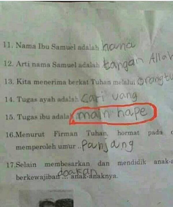 Inilah jawaban 'Kids Zaman Now' saat mengerjakan soal ujian