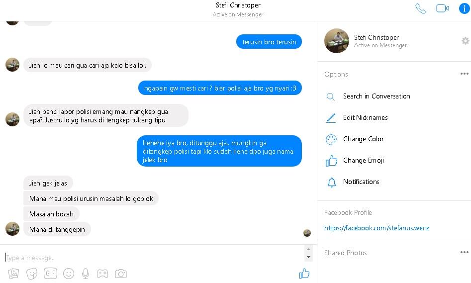 Dicari/dibutuhkan informasi FB A/N Stefi Christoper / Stefanus Christoper