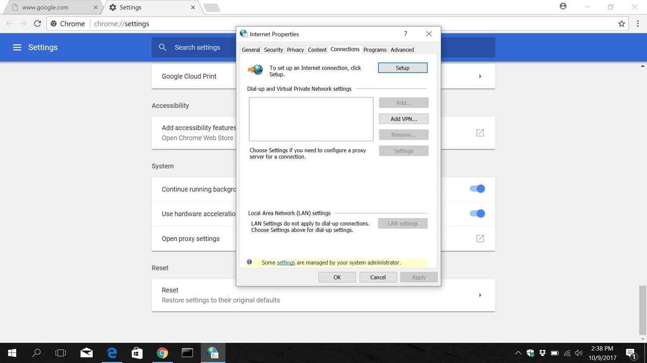 Settings Local Area Network (LAN) tidak bisa di klik