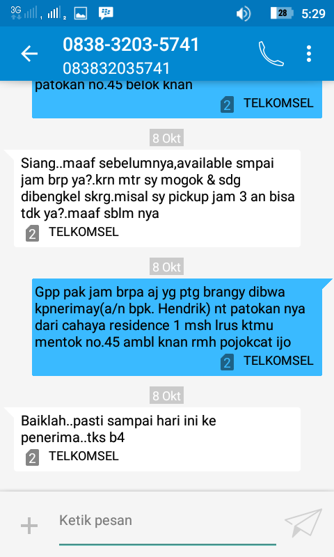 Saya merasa kecewa dengan pelayan gojek gosend diaplikasi tokopedia