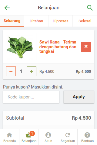 Belanjo Sayuran Online di Kota Jambi pake Aplikasi Android Bersayur