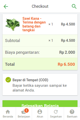 Belanjo Sayuran Online di Kota Jambi pake Aplikasi Android Bersayur