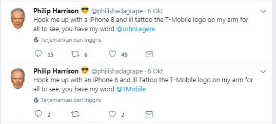 Pria Ini berhasil mendapatkan iPhone 8 Gratis untuk Tantangan Bikin Tato Operator