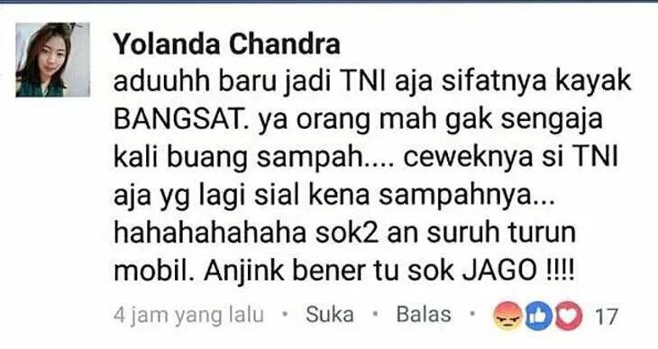 Yolanda Chandra Diteror Karena Dianggap Lecehkan TNI