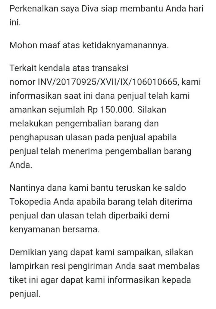 Penjual di Tokopedia Tidak Profesional